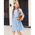 thumbnail image 5 of Arshiner Girls Dresses Puff Long Sleeve Fall Winter Formal Party Belted Dress with Pockets, 5 of 6
