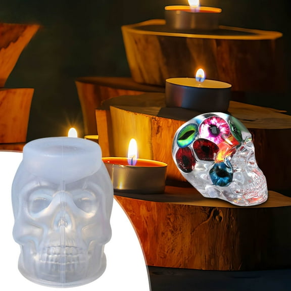 Halloween Decorations Skull Candle Molds Skull Head Silicone Mold for Resin Casting,DIY Craft,Candle Wax Making,Halloween Home Decor DIY Craft