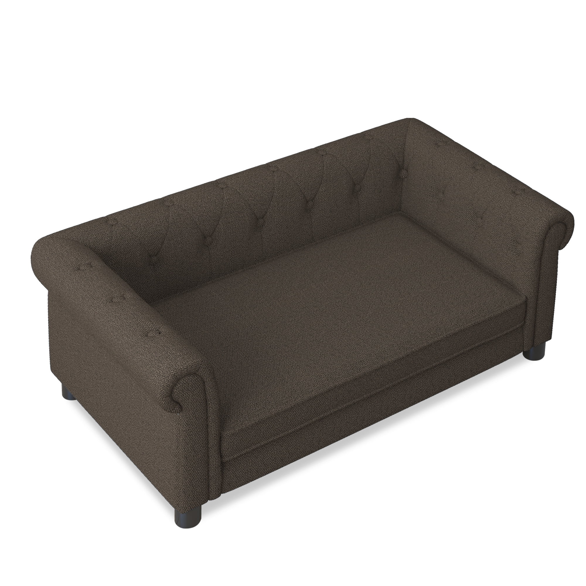 Jopath Dog Sofa, Durable Elevated Dog Sofa Bed Fashionable Linen Fabric Rectangular Pet Bed for Small and Medium-Sized Dogs Dark Brown