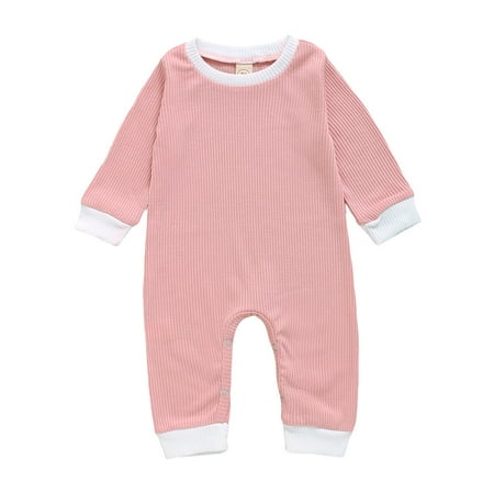 

Dadaria Baby Boys Girls Clothes Newborn Winter Outfits 0M-18M Newborn Infant Long Sleeve Solid Romper Jumpsuit Clothes Pink 80 Toddler