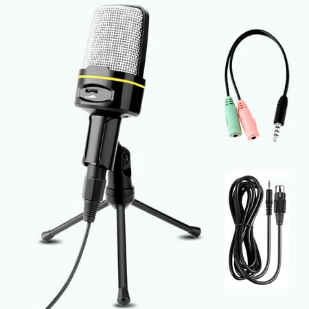 PC Microphone, Portable Condenser Microphone 3.5mm Plug & Play with Tripod Stand Home Studio Recording Microphone for Computer, Smartphone, iPad, Podcasting Karaoke, YouTube, Skype, (Best Ipad To Play Games)