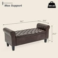 thumbnail image 2 of ECOTOUGE Brown Ottoman with Storage for Living Room, Leather Upholstered Bench Footrest, Rolled Arm Foot Stool for Bedroom, 2 of 16