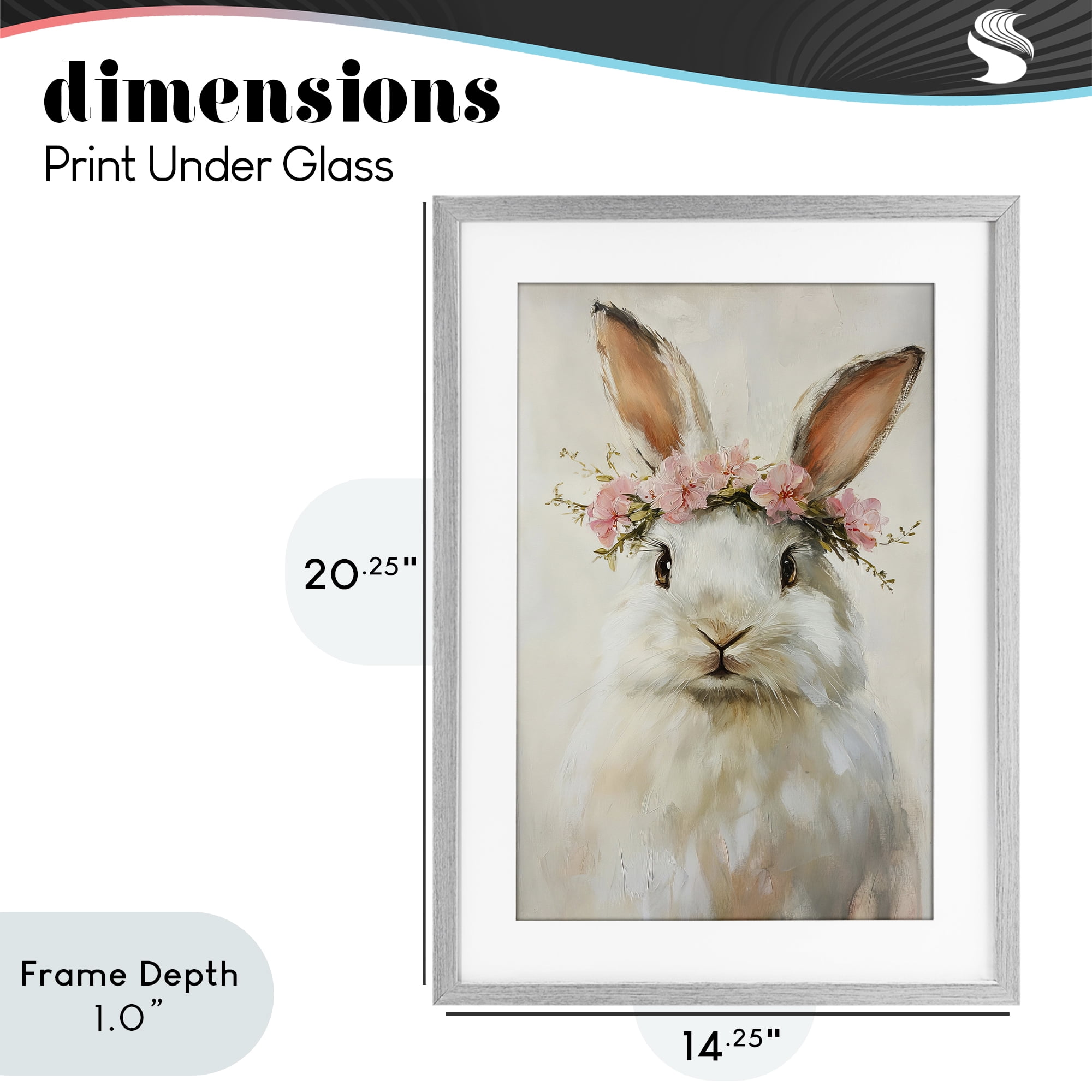 Stupell Industries Bunnykins with Pink Crown Gray Framed Print Under Glass, design by Tina LeCour