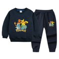 thumbnail image 3 of Ropa de Pokémon para niños, conjunto de sudadera y pantalones de chándal para primavera y otoño, figura de Anime, conjunto informal gráfico de Pikachu de dos piezas, 3 of 5