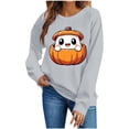 thumbnail image 2 of Livrdious Spooky Season Sweatshirts Womens Ghost Pumpkin Graphic Sweatshirt Crew Oversized Pullover Sweatshirt, 2 of 7