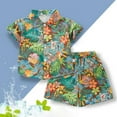 thumbnail image 2 of XUELUO Baby Boys Casual Outfit Sets Coconut Tree Print Button Down Lapel Short Sleeve Shirt Tops Shorts 2Pcs Hawaii Beach Holiday Wear,Green,18-24 Months, 2 of 3
