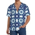 thumbnail image 3 of Xecao offers the Vintage Blue for Men's Casual Short-sleeved Shirt, a button-up collared shirt with a pocket, perfect for beach vacations and yacht travel in the XX-Large size., 3 of 7