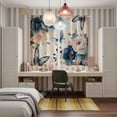 thumbnail image 6 of Curtains 84 Inches Long 2 Panels, Vintage Blue Floral Grommets Window Treatment Curtain, Butterflies Watercolor Flower Tan Thermal Curtains Drapes for Living Room/Bathroom, 6 of 9