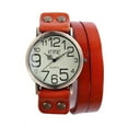 thumbnail image 2 of Reloj vintage de brazalete de cuero de vaca para hombres y mujeres - Reloj de pulsera analógico redondo de cuarzo, caráter de 3,9 cm, correa de 35 cm, reloj de vestir de moda, 2 of 2