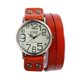 thumbnail image 2 of Reloj vintage de brazalete de cuero de vaca para hombres y mujeres - Reloj de pulsera analógico redondo de cuarzo, caráter de 3,9 cm, correa de 35 cm, reloj de vestir de moda, 2 of 2
