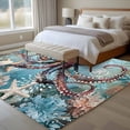 thumbnail image 4 of 5'x8' Area Rugs, Coastal Octopus Indoor Outdoor Area Rug for Living Room Bedroom, Vintage Teal Nautical Beach Botanical Washable Bathroom Rugs Kitchen Floor Carpet Mats Home Decor Aesthetic, 4 of 8
