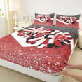 thumbnail image 3 of jejeloiu Cheer Sports Bed Sheets,Chic Cheetah Pattern King Sheets,Red White Sheet Set For Girls Kids,Ultra Soft Home Decor,4 Pieces, 3 of 7