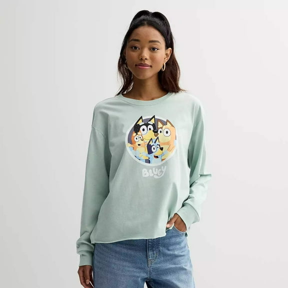 Women Juniors' Bluey Family Circle Long Sleeve Skimmer Graphic Tee