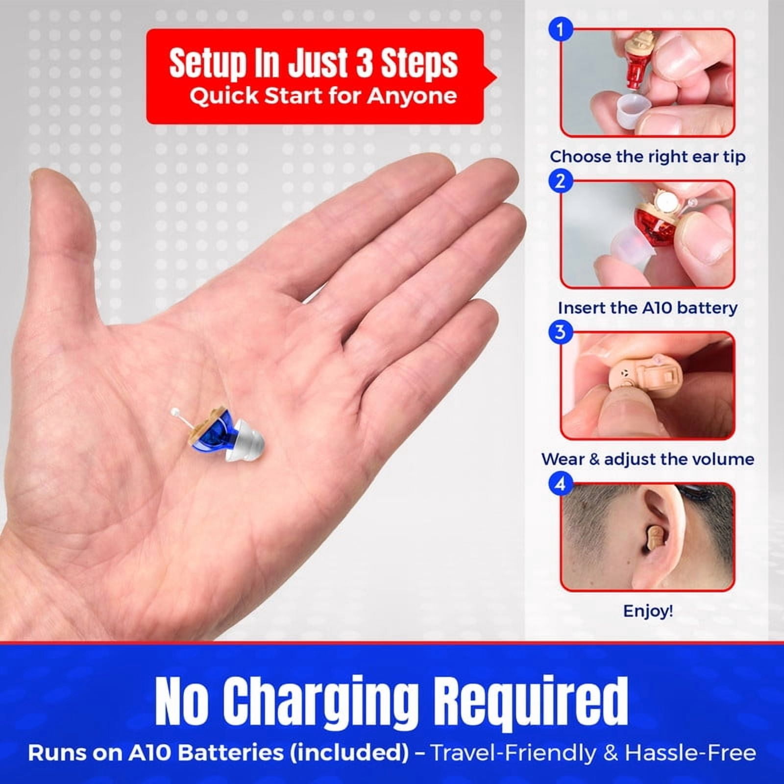 MEDca Premium Digital Hearing Amplifier - Invisible in Canal (CIC) in-Ear Blue
