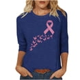 thumbnail image 4 of Hurxie Breast Cancer Shirt Women Breast Cancer Awareness Pink Ribbon T-Shirt Cancer Survivor V-Neck Tops Navy,S, 4 of 5