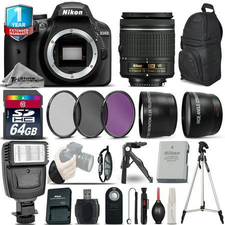 Nikon D3400 DSLR Camera + 18-55mm VR + 1yr Warranty + Filters + 64GB -Saving