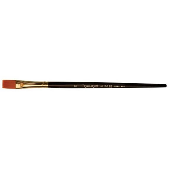 FM Brush 1443925 Dynasty B-410 Flat Shader Golden Synthetic Long Wood Handle Paint Brush, Size 12