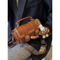 thumbnail image 4 of Women's Vintage Boston Bag Top Handle Satchel Purse Wide Strap Crossbody Handbag with Pom Pom Charm, 4 of 7