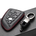 thumbnail image 4 of Vitodeco Leather Smar Key Fob Case Compatible with BMW 2, 3, 5, 6, 7, M Series, X1, X3, X4, X5, X6, X7 2014-2022 (4-Button, Black/Red), 4 of 5