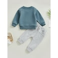 thumbnail image 4 of Bagilaanoe 2Pcs Toddler Baby Girl Boy Long Pants Set Letters Print Long Sleeve Sweatshirt Pullover Tops + Sweatpants 6M 12M 18M 24M 3T 4T Kids Casual Sweatsuits, 4 of 9