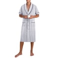 thumbnail image 5 of Men’s Summer Bathrobe Lightweight & Breathable Short Sleeve Robe with Pockets Men's Solid Color V Neck Belt Bathrobe, 5 of 9