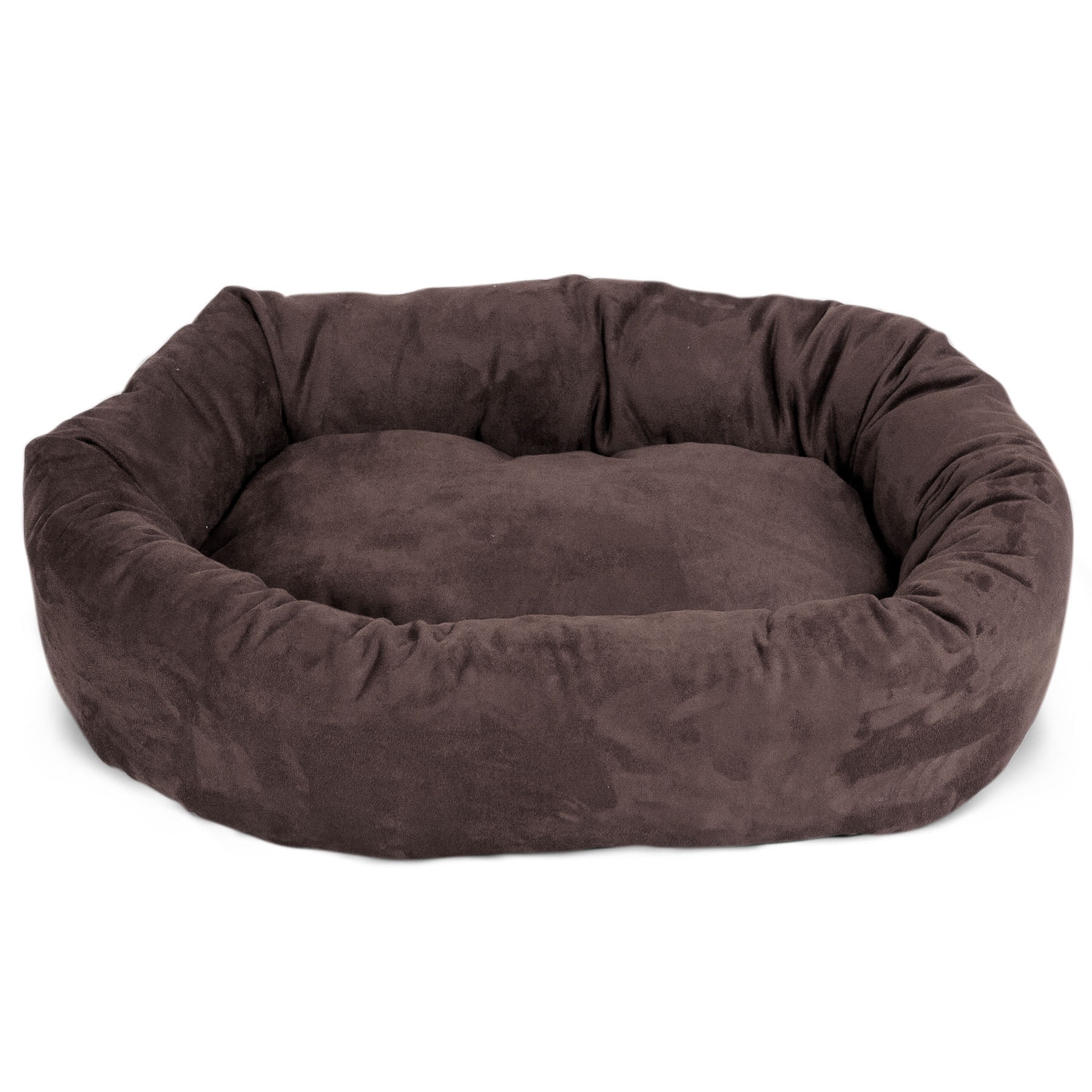 Majestic Pet Faux Suede Bagel Pet Bed for Dogs, Calming Dog Bed Washable, Medium, Chocolate