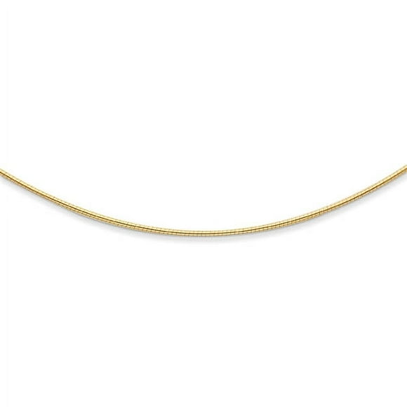 Collier Chaîne Serpent Oméga Cubetto Rond 1,4 mm en Or Jaune 14k Pendentif Breloque Fantaisie