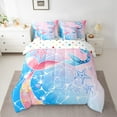 thumbnail image 2 of Castle Fairy Girls Ocean Mermaid Bedding Comforter Set 7pcs,Marine Dreamy Princess Queen Bedding Sets Super Cozy,Sea Starfish Queen Sheet Sets,Lightweight Room Decor,Reversible, 2 of 8
