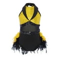thumbnail image 3 of TSSOE Kids Girls Sequin Jazz Dance Outfit Sparkle Ballet Gymnastics Leotard Feather Skirt Dress Performance Dancewear Yellow 8, 3 of 4