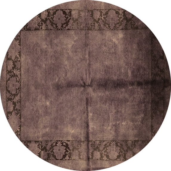Ahgly Company Indoor Round Oriental Brown Industrial Area Rugs, 3' Round