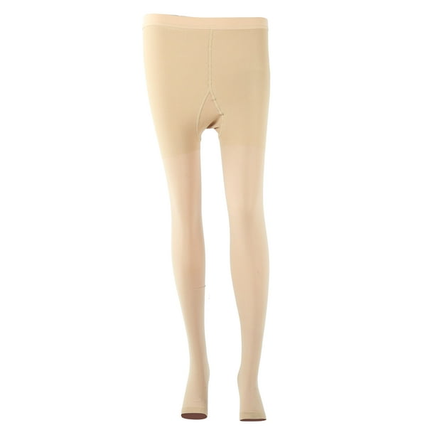 Open Toe Pantyhose, Skin Color Soft Elastic Thigh High Compression