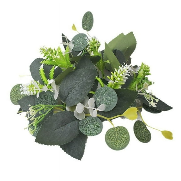 MRLESS Spring Artificial Eucalyptus Candle Ring Wreath for Wedding Table Centerpieces, Easter & Christmas Small Greenery Home Decor