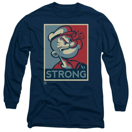 Popeye T-shirt Tee - Popeye The Sailor Man Cartoon Character Strong Adult Long Sleeve T-Shirt