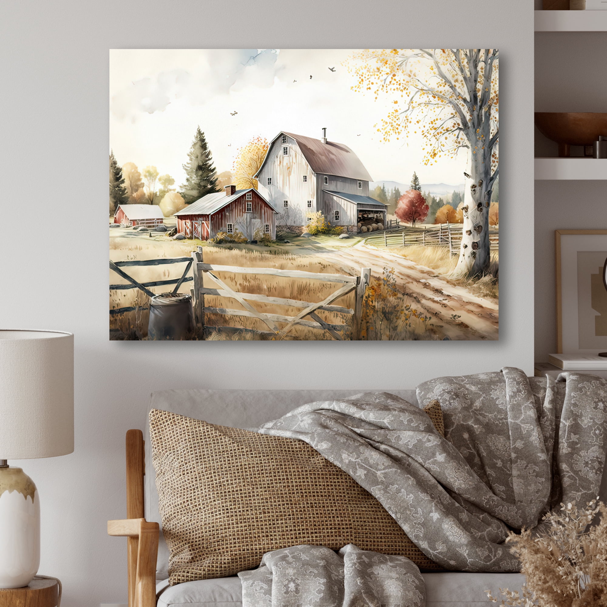 Designart Beautiful Barn In Spring II Canvas Wall Art
