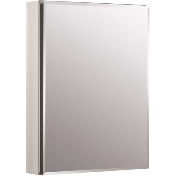 Kohler 20" W X 26" H Aluminum Single-Door Medicine Cabinet with Mirrored Door, Beveled Edges