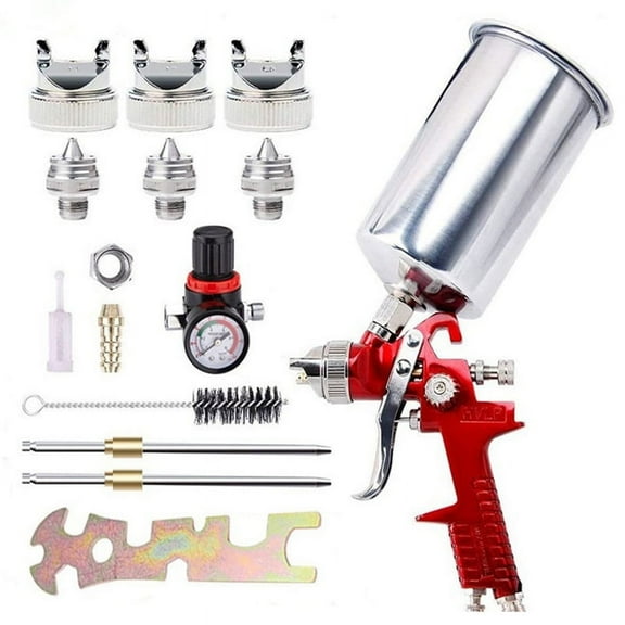 Automatic Paint Sprays Tool with Air Conditioner for Wall, Home Decoration, Paint Sprays Tool,Pneumatic Sprays Pot B,3 x Nozzles 1 x Air Regulator 1 x Accessories Kit 1 x 1 x Cleaning Brush