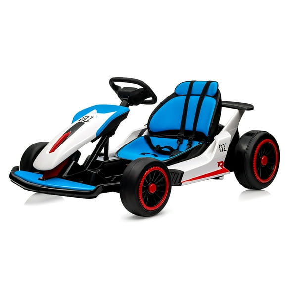 Kart Électrique 24V pour Enfant, Kart de Drift avec Moteur Puissant 2X200W, Grosse Pile 7AH, Pédales Électriques, Jouet de Course Extérieur