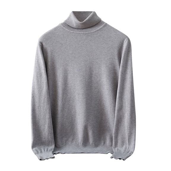 Wyobmus Men's Turtleneck Sweaters Casual Slim Fit Basic Tops Knitted Lightweight Pullover Solid Sweaters B-Dark Gray