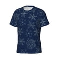 thumbnail image 5 of Vsdgher Snowflake Dark Blue Print Men's Dry Fit Mesh Athletic Shirts Moisture Wicking Tennis T-Shirt Tops, 5 of 9