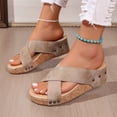 thumbnail image 4 of Platform Wedge Slides Sandals for Women 2025 Fashion Casual Beach Summer High Heel Dress Slip-On, 4 of 8
