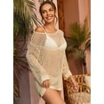 thumbnail image 5 of Alove Cover up Solid Cutout Bikini Hook Flower Beach Smock Skirt Woman Long Sleeve, 5 of 6