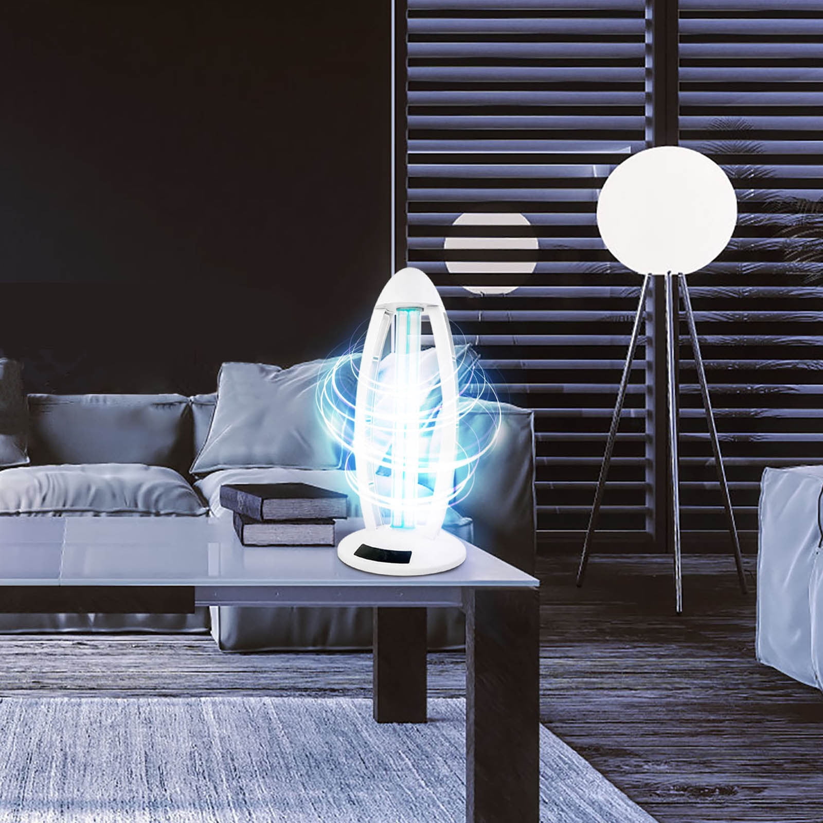 38 Watt UV Light UVC Lamp with Base and Remote Control UV Light Bulb for Basement/Bedroom/Kitchen (White)
