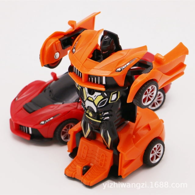 Colisión inercia deformación de un solo botón Bujiadi King Kong coche para niños robot puesto de mercado nocturno juguetes