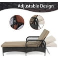 thumbnail image 2 of LEVELEVE Outdoor Patio Lounge Chairs PE Rattan Chaise Lounge with w/6 Positions Adjustable Backrest Armrests Padded Cushions for Poolside Balcony Garden Deck (A-Khaki, 2 Lounges+1 Table), 2 of 5