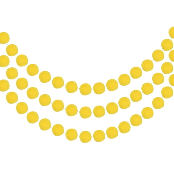 Uxcell Pom Pom Garland Decorative Hanging Banner Felt Balls for Halloween Thanksgiving Christmas Wedding Birthday Yellow 8.2 Feet