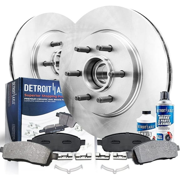 Detroit Axle - 12.99" inch Front Disc Brake Rotors Ceramic Brake Pads for Lincoln Mark LT Ford F-150