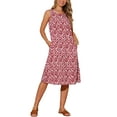 thumbnail image 4 of INSPIRE CHIC Women's Sleeveless Boho Ikat Print Sundress Casual Midi Tank Dress with Pockets Red XL, 4 of 6