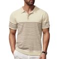 thumbnail image 2 of COOFANDY Mens Knit Polo Shirts Casual Short Sleeve Striped Polo Top Shirts Button Down Business Shirts, 2 of 10