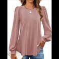 thumbnail image 4 of Blusas de Larga con Ojales para Mujer, -Otoño 2025, Cuello Redondo, Blusas Informales Holgadas, Conjuntos de Moda. Rosa XL, 4 of 10