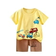 thumbnail image 2 of boys Girls Summer Sets Thin Round Neck Short Sleeved Shirt Shorts Print Set Home Clothes Two-piece Set Cute, 2 of 4